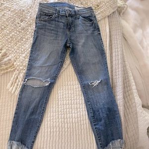 pistola size 25 destroyed denim cropped